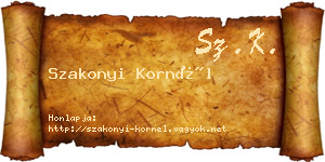 Szakonyi Kornél névjegykártya