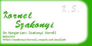 kornel szakonyi business card